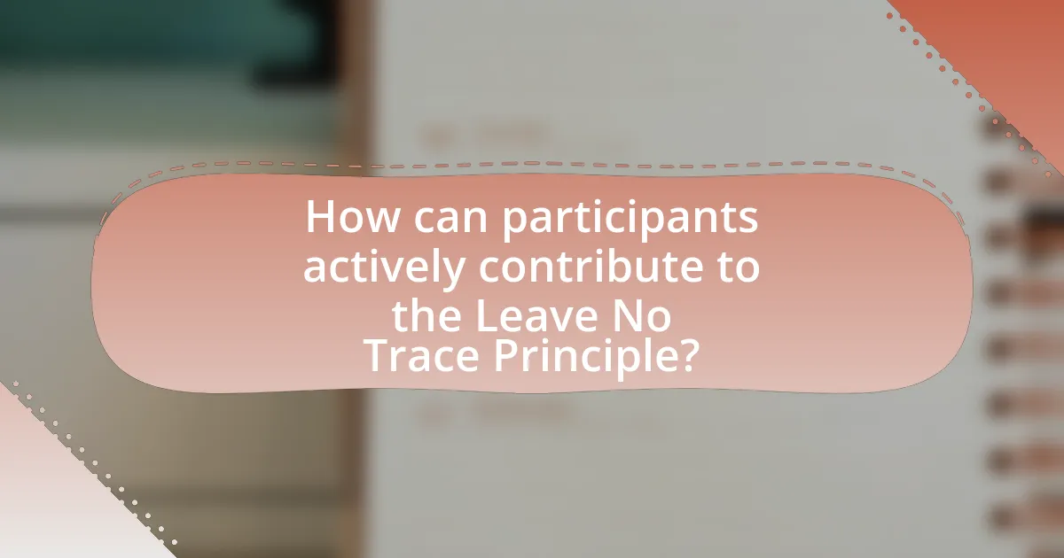 How can participants actively contribute to the Leave No Trace Principle?