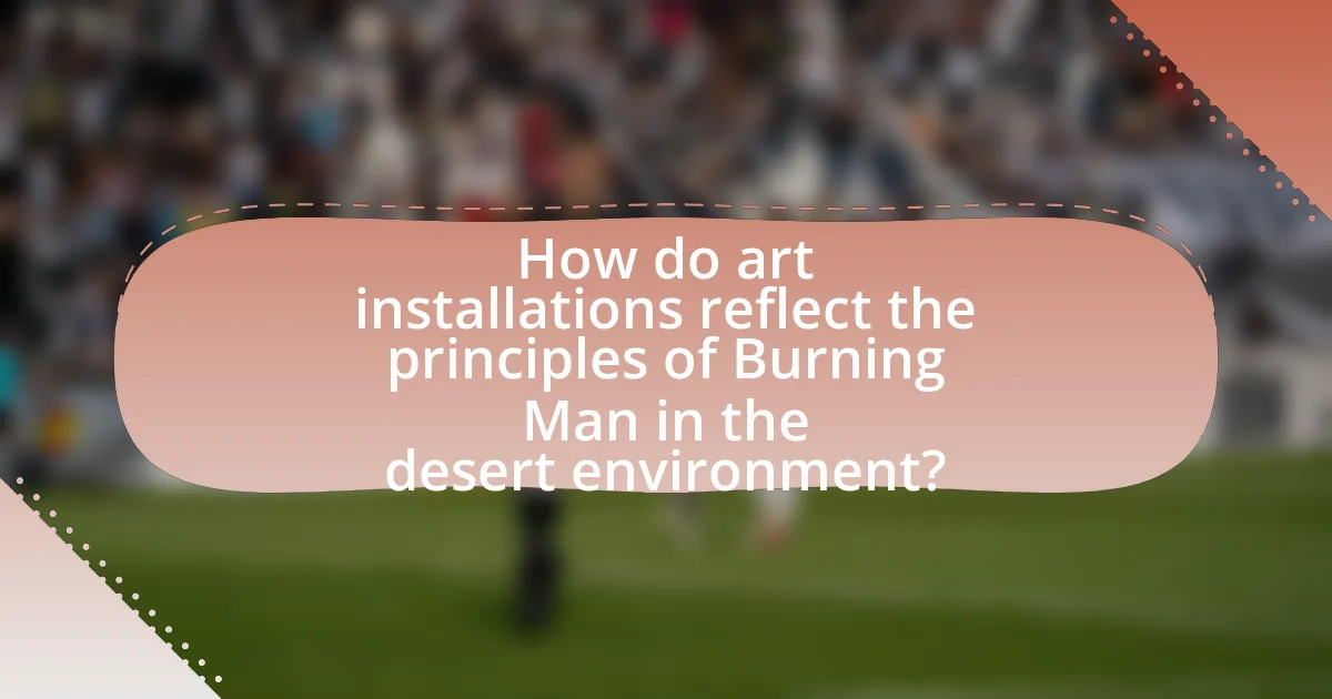 How do art installations reflect the principles of Burning Man in the desert environment?